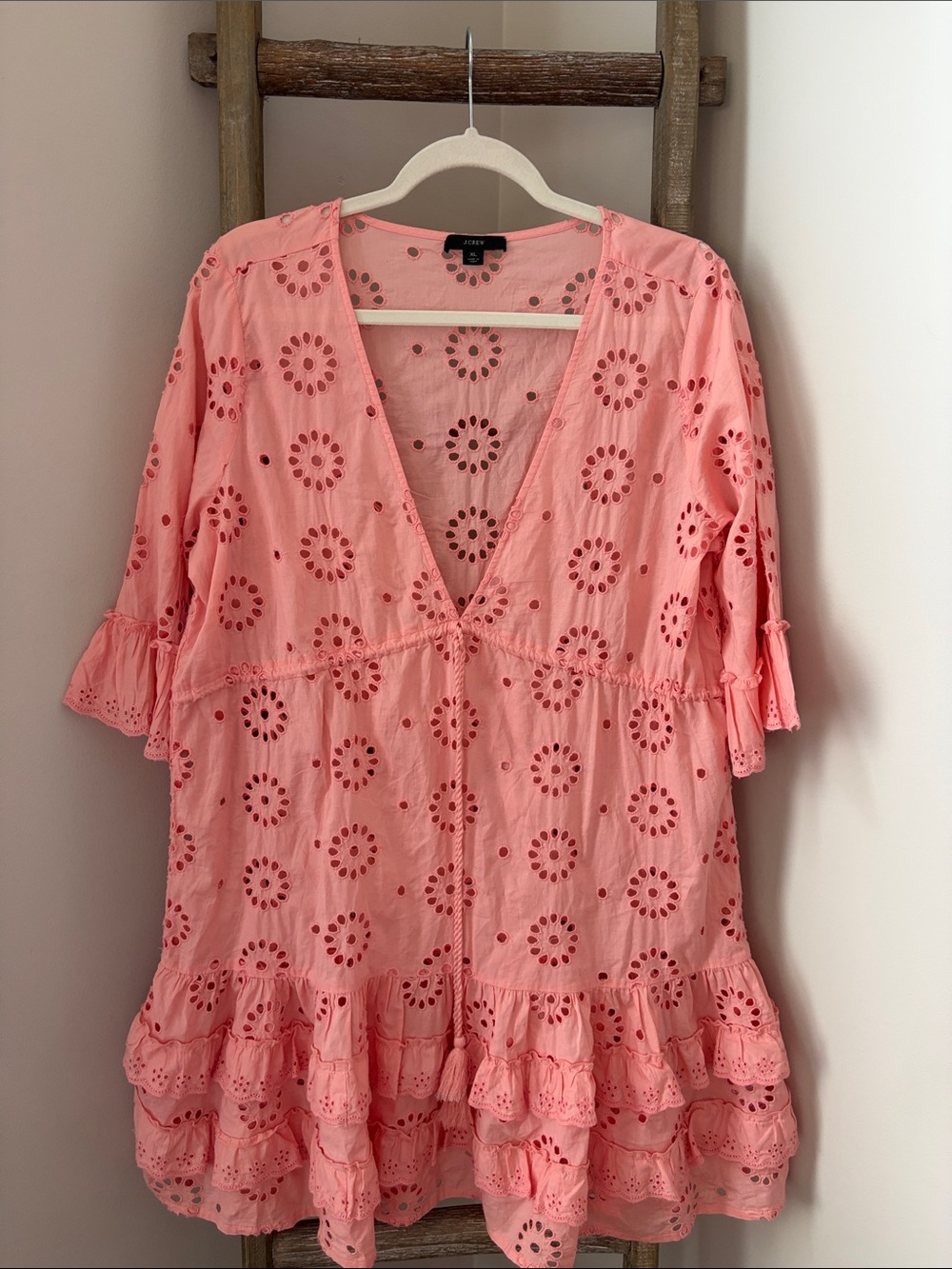 J. Crew Coral Pink Eyelet Tunic Dress